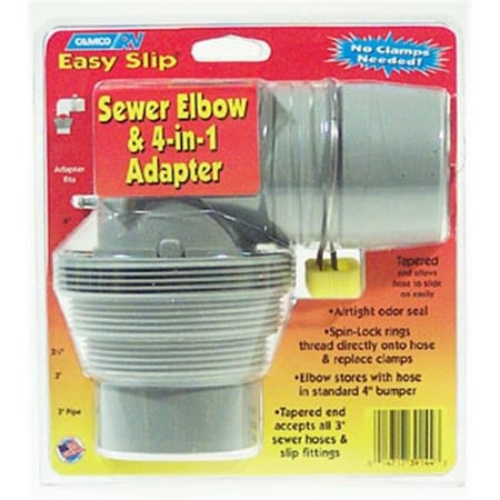 Camco Camco Mfg Inc   Rv Easy Slip Sewer Elbow & 4-in-1 Adapter  39144 39144